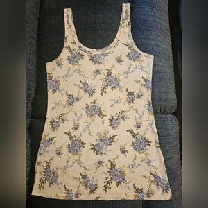 SO Authentic American Heritage Womens Tank Top Shirt Foral White Size Large